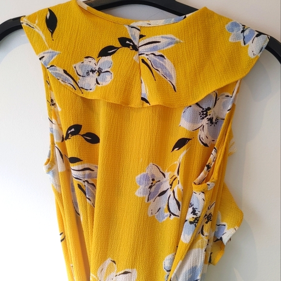 Donna Morgan Yellow Floral Wrap Dress Size 6 - Picture 9 of 11